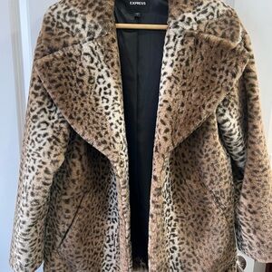 Express Women's Animal Print Teddy Jacket